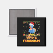 感謝祭メリー七面鳥サンタ小妖精や小人感謝祭Chri マグネット (正面/裏面)