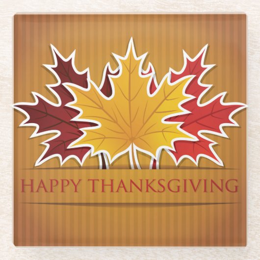 感謝祭メープルの葉 ガラスコースター (正面)