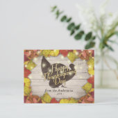 感謝祭メープル葉トルコ木材ストリングライト シーズンポストカード (スタンド正面)