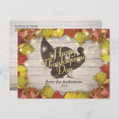 感謝祭メープル葉トルコ木材ストリングライト シーズンポストカード (正面/裏面)