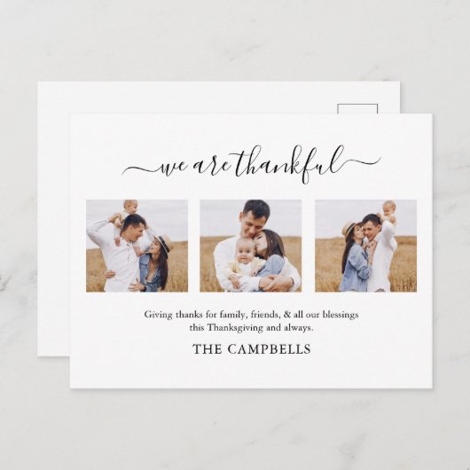 感謝祭モダンのスクリプト写真 シーズンポストカード (正面/裏面)