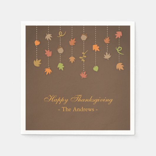 感謝祭モダンのパーティー紙ナプキンス スタンダードカクテルナプキン (正面)