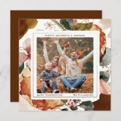 感謝祭モダンのフローラエレガント写真グリーティング シーズンカード (正面/裏面)