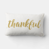 感謝祭モダンの金ゴールドに感謝する ランバークッション (裏面)