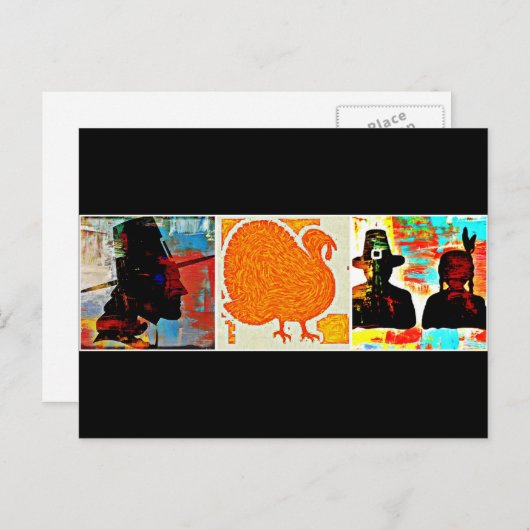感謝祭モダンアートコラージュ シーズンポストカード (正面/裏面)