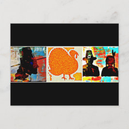 感謝祭モダンアートコラージュ シーズンポストカード