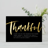 感謝祭モダンディナスタイリッシュー（白黒） 箔招待状 (立ち正面)