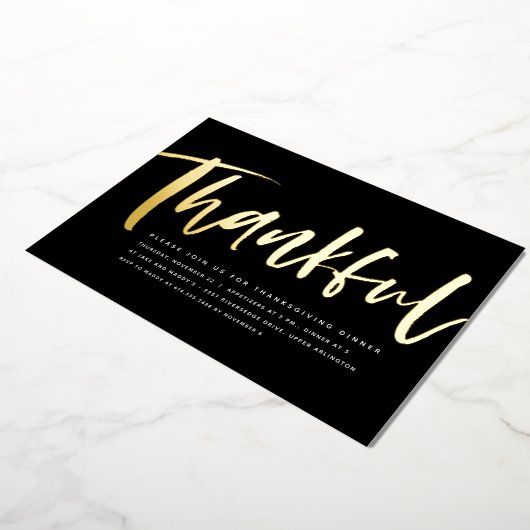 感謝祭モダンディナスタイリッシュー(白黒) 箔招待状 (回転した状態)