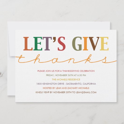 感謝祭モダンディナー招待状 招待状 (正面)