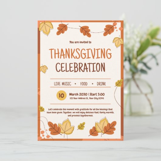 感謝祭モダンパーティの招待状 招待状 (スタンド正面)