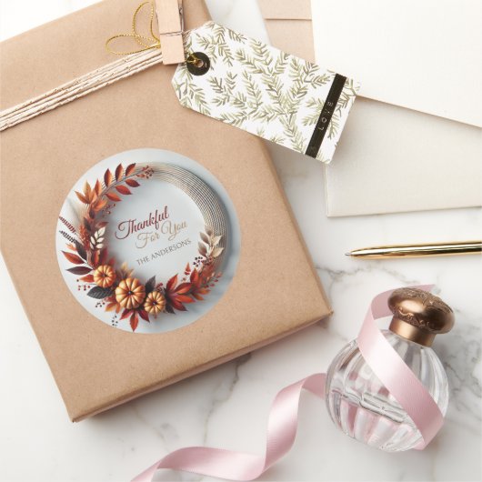 感謝祭モダンリース ラウンドシール (ギフト)