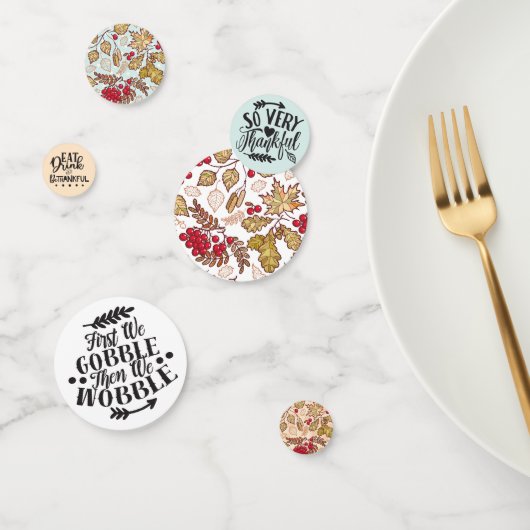 感謝祭モダン引用文紅葉レッドベリー コンフェッティ (グループ)