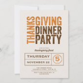 感謝祭モダン素朴ディナーパーティー 招待状 (正面)