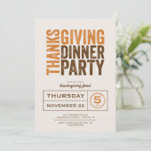 感謝祭モダン素朴ディナーパーティー 招待状 (スタンド正面)