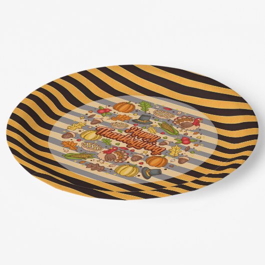 感謝祭モダン美秋コレクション ペーパープレート (アングル)