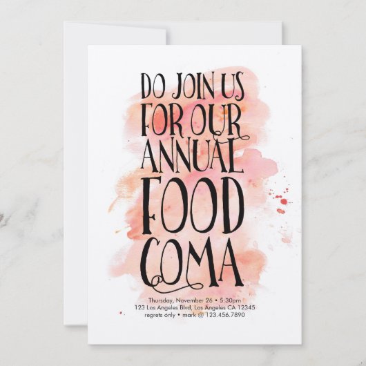 感謝祭モダン食品昏睡招待状 招待状 (正面)