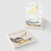 感謝祭モノグラムの ストーンコースター (横)