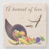 感謝祭モノグラムの ストーンコースター (正面)