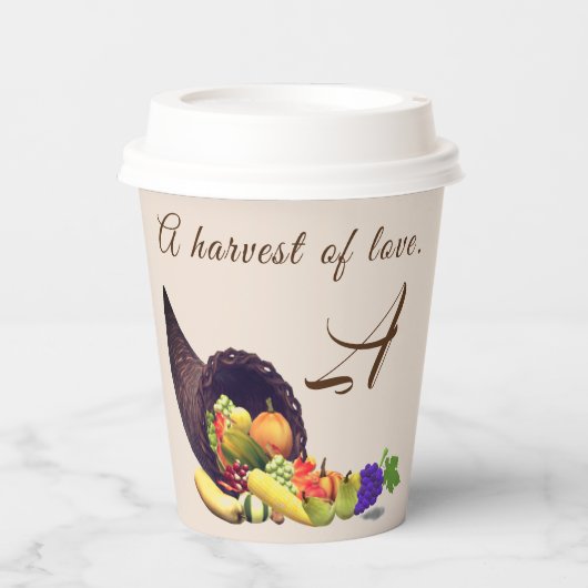 感謝祭モノグラムの 紙コップ (正面)