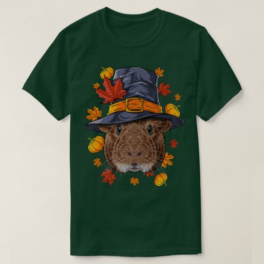 感謝祭モルモット巡礼衣装秋オータム Tシャツ (デザイン正面)