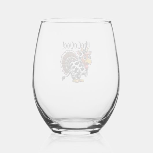 感謝祭モー七面牛の頭おもしろい秋男性を ステムなしワイングラス (裏面)