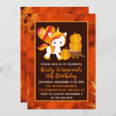 感謝祭ユニコーンパンプキン誕生日 招待状 (正面/裏面)