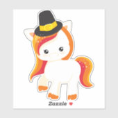 感謝祭ユニコーン，かわいいユニコーン，ピルグリムハット シール (シート)