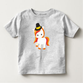 感謝祭ユニコーン，かわいいユニコーン，ピルグリムハット トドラーTシャツ