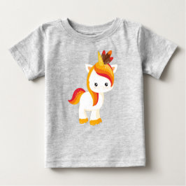 感謝祭ユニコーン，かわいいユニコーン，羽 ベビーTシャツ