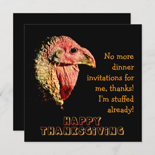 感謝祭ユーモアのあるディナーパーティの招待状 招待状 (正面/裏面)
