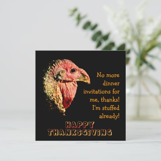 感謝祭ユーモアのあるディナーパーティの招待状 招待状 (スタンド正面)