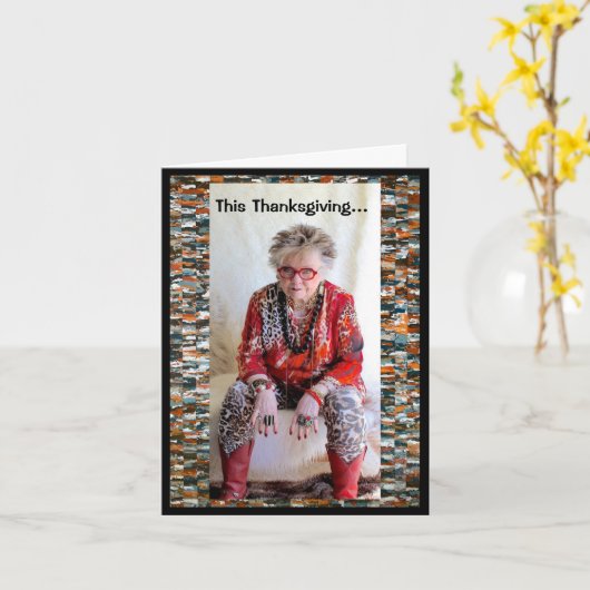 感謝祭ユーモアのあるディナー カード (黄色い花)