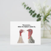 感謝祭ユーモアのあるトルコアドバイス ポストカード (スタンド正面)