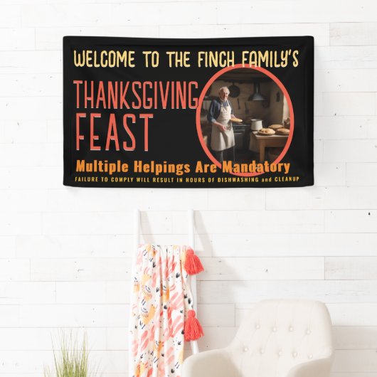 感謝祭ユーモアのある家族の祝宴のバナー 横断幕 (インサイチュ)