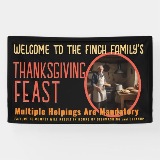 感謝祭ユーモアのある家族の祝宴のバナー 横断幕 (横)