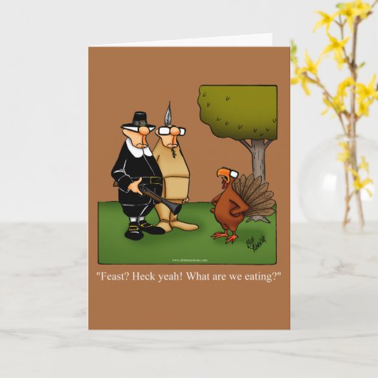 感謝祭ユーモアのグリーティングカード カード (黄色い花)