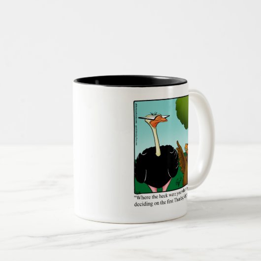 感謝祭ユーモアのコーヒーマグ ツートーンマグカップ (正面右)