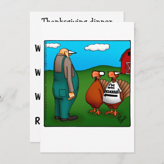 感謝祭ユーモアのディナーパーティの招待状 招待状 (正面/裏面)