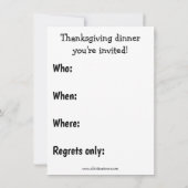 感謝祭ユーモアのディナーパーティの招待状 招待状 (裏面)