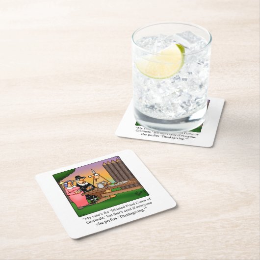 感謝祭ユーモアバーコースター スクエアペーパーコースター (インサイチュ)