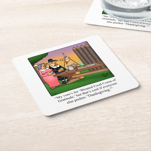 感謝祭ユーモアバーコースター スクエアペーパーコースター (アングル)