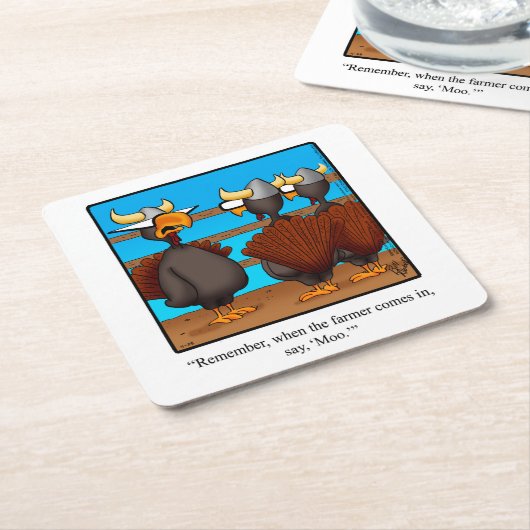 感謝祭ユーモアバーコースター スクエアペーパーコースター (アングル)