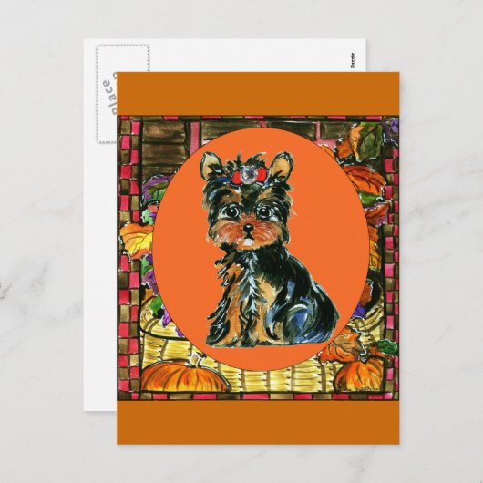 感謝祭ヨークシャーテリアポー シーズンポストカード (正面/裏面)