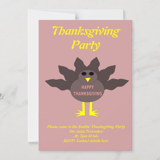 感謝祭ラッキングターキーカスタムパーティー招待状 マグネット招待状 (正面)