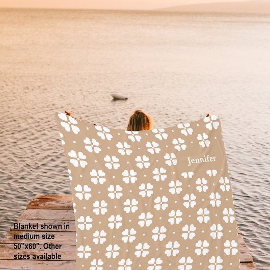 感謝祭ラブクローバー名前をカスタムする フリースブランケット