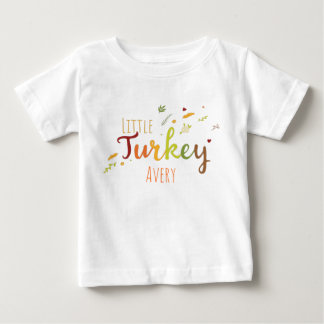 感謝祭リトルトルコのパーソナライズ可能な名前 ベビーTシャツ