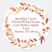 感謝祭リースカスタム会社差出人住所 ラウンドシール (正面)