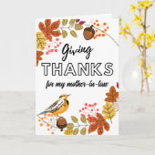 感謝祭リースマザー・イン・ローカスタムル・フロント カード (黄色い花)