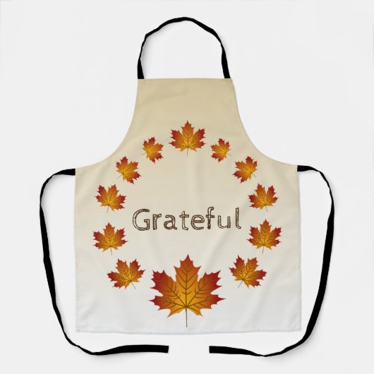 感謝祭リース感謝シンプルメープル離れズ エプロン (正面)