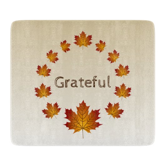 感謝祭リース感謝シンプルメープル離れズ カッティングボード (正面)